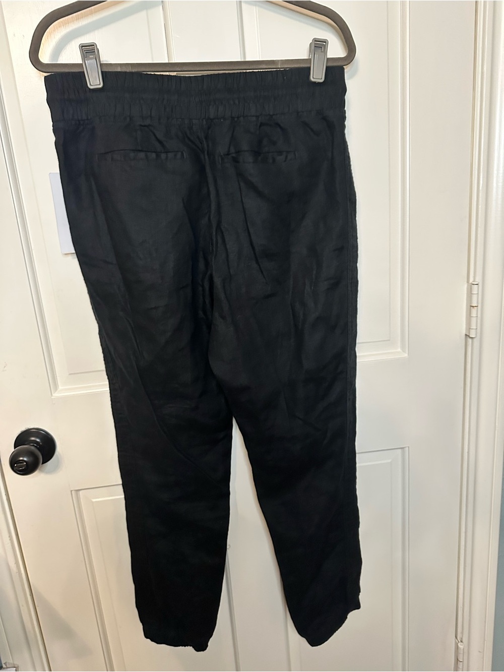Women’s Athleta Black Elastic-Waist Casual Linen Jogger Pants